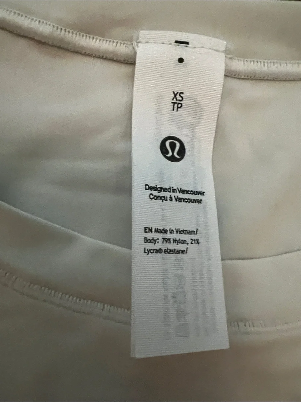 Lululemon Bone Cream Nulu Crewneck Long Sleeve Tee Shirt Size XS NWT